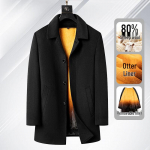 ROMON Men's Detachable Rabbit Fur Lined Wool Blend Overcoat 3XL / 190
