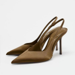 2026 Vasaros Tendencijos Avalynė Suknelė &Scaron;ventė Stiletai Auk&scaron;takulniai Moteri&scaron;ki Auk&scaron;takulniai Sandalai Smailus Pir&scaron;tas &Scaron;lepetės Slingback Seksualus Mados Sandalia 36 chaki