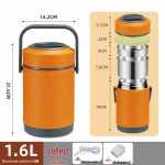 Ne&scaron;iojamas USB &scaron;ildomas nerūdijančio plieno ryžių indas - didelės talpos, izoliuota pietų dėžutė lauko ir biuro reikmėms 304 Stainless Steel Liner