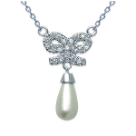 Les Tr&eacute;sors De Lily [C6815] - Collier Argent 'Catherine' Blanc argent&eacute; (rhodi&eacute;) - 15x25 mm balta