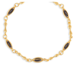 Les Tr&eacute;sors De Lily [Q4626] - Collier Plaqu&eacute; Or 'Boho' noir dor&eacute; - 45 cm- 10x4 mm