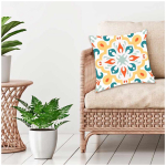Les Tr&eacute;sors De Lily [Q5511] - Housse de coussin cr&eacute;ateur 'Boho' turquoise orange blanc (carreaux) - 40x40 cm turkis