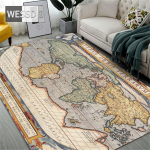 Retro Žemėlapis Kilimas Didelis Svetainės Kilimėlis Miegamojo Baldai Grindų Kilimėlis Vintažinė apdaila Namų Flanelinis Kilimėlis Plaunamas Prie&scaron;kambario kilimas 150x240cm 1pcs
