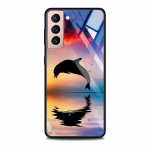 Blue Sea Animal mielas delfinų stiklinis dėklas, skirtas Samsung Galaxy S21 S20 Ultra S10 Plus Lite S20fe 5g S10e S9 S8 buferio dangtelis Funda For Samsung S10 Plus