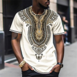 Afrikieti&scaron;ki drabužiai vyrams Dashiki mar&scaron;kinėliai Tradiciniai drabužiai Trumpomis rankovėmis Laisvalaikio retro stiliaus gatvės apranga Vintažinis etninis stilius M