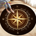 &bdquo;Compass Round Area&ldquo; kilimėlis, retro stiliaus britų karinio jūrų laivyno naujojo pasaulio atradimo kilimėlis, svetainės miegamojo kilimai, neslidūs kilimėliai vaikams žaisti Diameter 150cm