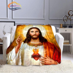Jėzaus antklodė Christ Flanel Warmth Mink&scaron;ta pliu&scaron;inė sofa-lova svaidoma antklodė Mergelės Marijos ir Jėzaus serijos religinių tikėjimų antklodė 75x90cm