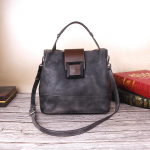 Natūralios odos moteri&scaron;kas &bdquo;Crossbody&ldquo; krep&scaron;ys Vintažinio dizaino moteri&scaron;kos rankinės Madingi krep&scaron;iai ant pečių 25*13*22cm tamsiai pilka spalva