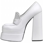 Moteri&scaron;ki, auk&scaron;ti vandeniui atsparūs auk&scaron;takulniai, pompos, kvadratiniai pir&scaron;tai, platforma, batai moteri&scaron;kai suknelei vakarėliui Seksualūs batai didelio dydžio 40 balta