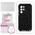 apgo Protective Skin Sticker for the back+sides compatible with Samsung Galaxy S22 Ultra, Full Wrap Film, Foil, Vinyl - Pattern Black Camo