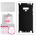 apgo Protective Skin Sticker for the back+sides compatible with Samsung Galaxy Note 9, Full Wrap Film, Foil, Vinyl - Pattern Carbon Black