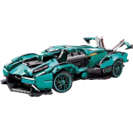 Auk&scaron;tos techninės mėlynos spalvos V12 koncepcinis sportinių automobilių statybiniai blokai Modelis Garsios lenktyninės transporto priemonės Surenkamos plytos Žaislai vaikams Dovanos