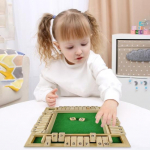 Stalo žaidimas &bdquo;Shut The Box&ldquo; su 45326 kauliukais keturkampiais vaikais, suaugusiems, &scaron;eimai žalia