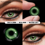 Eyeshare 2 vnt. &bdquo;Cosplay&ldquo; spalvoti kontaktiniai lę&scaron;iai akims, žali akių lę&scaron;iai, grožio makiažo mokiniai Helovinui