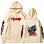 Anime džemperis su gobtuvu &bdquo;Berserk&ldquo; vyrams ir moterims, džemperiai su gobtuvu, megztiniai su gobtuvu, laisvalaikio hiphopo džemperis su gobtuvu, megztinis su gobtuvu XS chaki