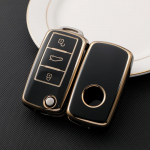 TPU automobilio atverčiamas raktų dėklo dangtelis, skirtas Volkswagen VW Polo Golf Passat Tiguan Beetle Caddy T5 Up Eos Skoda Octavia Seat Leon Altea raktų pakabuko priedai
