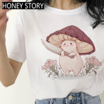 Mushroom Kawaii Ulzzang Tumblr Grunge Graphic Moteri&scaron;ki mar&scaron;kinėliai 90S Harajuku Laisvalaikio vir&scaron;utiniai moteri&scaron;ki mar&scaron;kinėliai vasaros animacinių filmų moterims L