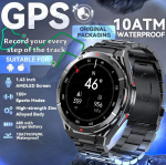 2025 Naujas Premium GPS I&scaron;manusis Laikrodis Ultra HD AMOLED Ekranas Integruotas GPS BT Skambinimas 10ATM Vandeniui atspari I&scaron;mani Apyrankė Steel belt juoda