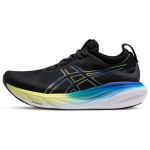 Asics Gel Nimbus 25 Juodi Mėlyni &Scaron;vytintys Vyri&scaron;ki Bėgimo Bateliai &Scaron;vytintys Geltoni 1011B547-004 41.5