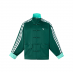 Adidas Originalūs kini&scaron;ko Tang stiliaus satininiai dryžuoti sportiniai &scaron;varkai su stačia apykakle, unisex &scaron;varkai, mi&scaron;ko žali JD3381 M