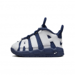 Nike Air More Uptempo patogūs, lengvi, atsparūs smūgiams, žemapadžiai vaik&scaron;čiojimo bateliai kūdikiams, balti, mėlyni, FV5368-100 23.5