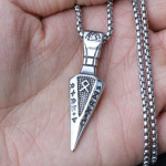 Skandinavi&scaron;ka runų strėlė titano plieno pakabukas vyri&scaron;kas ir moteri&scaron;kas madingas kūrybinis pakabukas vėrinys papuo&scaron;alai 50CM(Necklace Size) sidabras