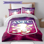 Aston Villa logotipo ra&scaron;tas Patalynės komplektas (antklodė ir užvalkalai) Namų dekoracija Gimtadienio dovana (1 * antklodės užvalkalas + 2 * pagalvės užvalkalai, be &scaron;erdies) 135x200cm