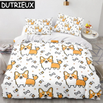 Shiba Inu &scaron;unų patalynės komplektas Gyvūnai &Scaron;unys Antklodės užvalkalas Dvigulė King Twin Vienvietė Lova Rinkiniai Vaikams Berniukams Dekoras Namams Individualus Antklodės užvalkalas EU single(135x200cm)