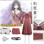 Anime Kvepiantis gėlė žydi su orumu Kaoruko Waguri Cosplay kostiumas Raudonas JK sijonas Mokyklinė uniforma moterims mergaitėms Kostiumas XL gray