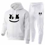 Marshmello &Scaron;ypsenos Veidas Gobtuvukas Sportinės Kelnės Rinkinys Unisex Laisvas Kasdienis Žieminis Sportinis Kostiumas XXL white