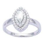 Bague Argent 'Sissi' blanc argent&eacute; (rhodi&eacute;) - 14x9 mm