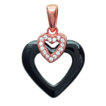 Les Tr&eacute;sors De Lily [L4674] - Pendentif Plaqu&eacute; Or 'Love' noir (c&eacute;ramique) rose gold - 20x15 mm