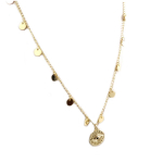 7bis [Q6249] - Collier artisanal 'Boho' dor&eacute; (oeil) - 15x15 mm