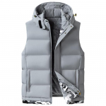 Vyri&scaron;ka liemenė striukė su gobtuvu Vyri&scaron;ka žieminė &scaron;ilta striukė be rankovių Vyri&scaron;ka laisvalaikio liemenė Tvirta liemenė storinanti Veste Homme 6XL 8XL 10XL 4XL pilka