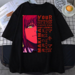 Moteri&scaron;ki mar&scaron;kinėliai Grandininis pjūklas Vyras Makima Akys margintos trumpomis rankovėmis mar&scaron;kinėliai Mieli Anime Kawaii Streetwear Harajuku Y2k Drabužiai Vir&scaron;utiniai S juoda