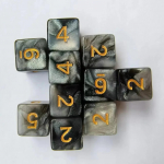 10 vnt / rinkinys 16 mm 6 pusių dviejų spalvų žvaigždėtas dangus skaitmeninių kauliukų kvadratas akrilas Cthulhu kauliukai Dnd COC TRPG stalo žaidimui DND kauliukų rinkinys