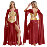 Moteri&scaron;kas dviejų dalių egiptieti&scaron;kas kostiumas Helovino karalienės princesės Cosplay puo&scaron;nios suknelės komplektai &Scaron;ifono puo&scaron;niai apsirengti &scaron;okių kostiumai L bordinė