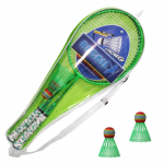 1 pora fluorescencinės spalvos badmintono rakečių H6508 su 2 kamuoliukais vaikams lauko sporto žaidimui fluorescencinė žalia spalva