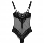 Calvin Klein Black Label Seksualus nėriniuotas permatomas kombinezonas Moteri&scaron;ki kombinezonai Kosminis juodas QF8033-1 S