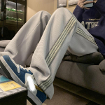 Vyri&scaron;kos laisvalaikio kelnės Plaidas Dryžuotas Trikotažo Vir&scaron;utinis Drabužiai Harajuku Streetwear Sportinės kelnės Korėjos žiemos rūbų stilius 2023 m.