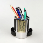 Kūrybinis vielinio tinklelio ra&scaron;iklio laikiklis žadintuvas Snausti elektroninis stalo laikrodis su temperatūros ir drėgmės kalendoriaus ekranu