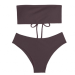 2 vnt./nugaroje suvarstomas vienspalvis bikini komplektas, dviejų dalių, auk&scaron;takulnis bandeau stiliaus liemenėlė... S juoda