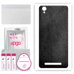 apgo Protective Skin Sticker for the back compatible with Kruger&Matz Move 8 mini, Wrap Film, Foil, Vinyl - Pattern Black Leather