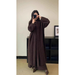 Moteri&scaron;ki trijų dalių komplektai Ilgas megztinis, liemenė, megztinis pavasario rudens žiemos nertas megztinis Y2k sijonas auk&scaron;tu juosmeniu One Size kava