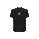 Under Armour Curry Girl Dad Graphic Print Crew Neck trumpomis rankovėmis mar&scaron;kinėliai Vyri&scaron;ki vir&scaron;utiniai drabužiai, juodi 1383383-001 XL