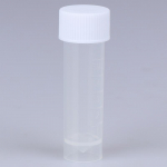 5 ml plastikinio mėgintuvėlio buteliukas su spiraliniu sandarinimo dangteliu 15*60mm balta