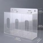 Magnetinė akrilinė laikymo dėžutė skaidri, 3 skyrių sieninis organizatorius pir&scaron;tinėms, batų apavui, kaukėms, popieriniams rank&scaron;luosčiams Storage Box 3 Compartments