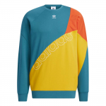 Adidas Originals Trefoil spalvotas blokinis logotipo spaudinys apvalia i&scaron;kirpte džemperis vyri&scaron;ki vir&scaron;utiniai drabužiai geltonas HB6857 M