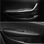 Mikropluo&scaron;to odos durų porankio dangtelis Peugeot 308 2009 2010 2011 2012 2013 2014 automobilio interjero durų porankio panelės apdailos dangtelis A Black-red line
