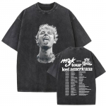 MGK Lost Americana Tour 20252026 Vintage skalbinti mar&scaron;kinėliai vyrams moterims vasaros mada medvilniniai trumparankoviai mar&scaron;kinėliai gerbėjų dovana drabužiai M gray